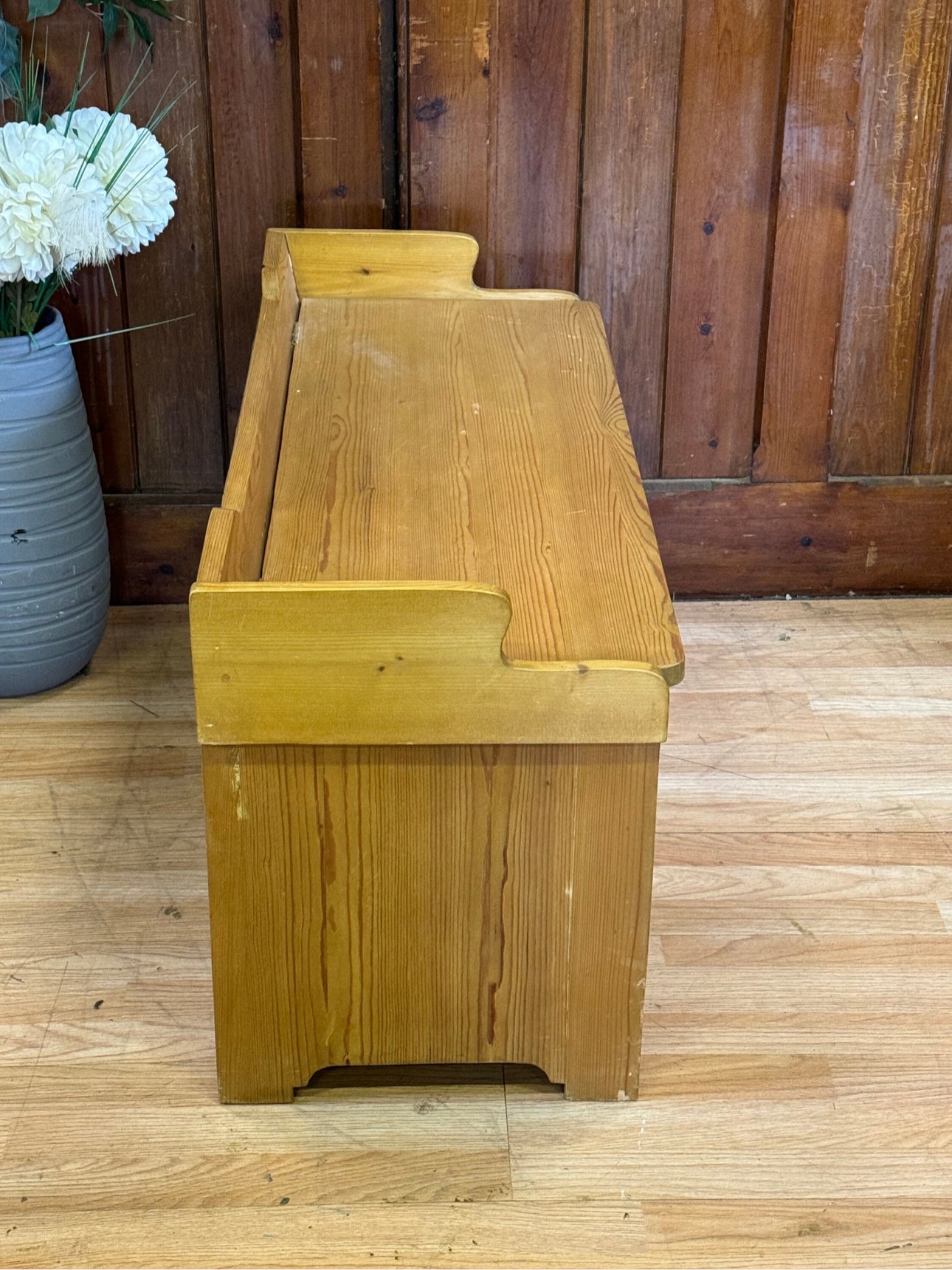 Rustic Old Pine Shop Storage Bench \ Small Vintage Blanket Toy Box Ottoman