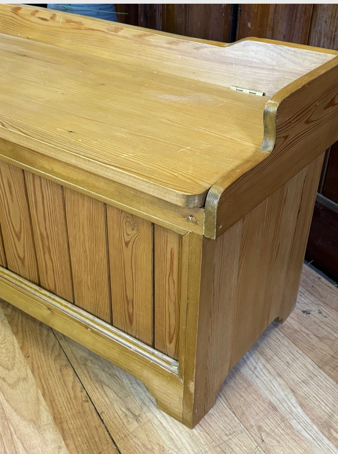 Rustic Old Pine Shop Storage Bench \ Small Vintage Blanket Toy Box Ottoman