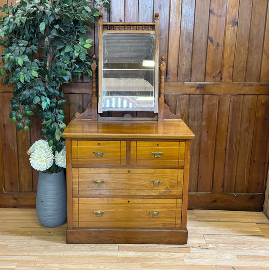 Antique Satinwood Chest of Drawers by Maple & Co \ Edwardian Dressing Table