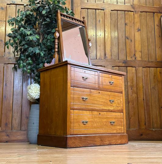 Antique Satinwood Chest of Drawers by Maple & Co \ Edwardian Dressing Table