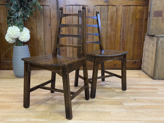 Vintage Arts and Crafts Style Dining Chairs by Webber \ Rustic Oak Kitchen Chairs