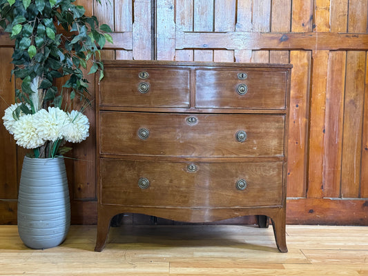 Georgian Bow Front Chest Of Drawers \ Antique Mahogany Drawers \ Bedroom Draws