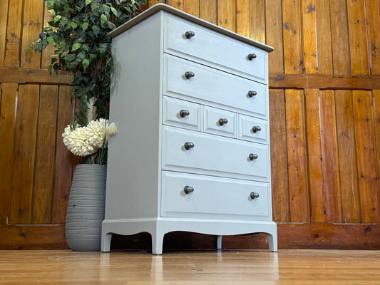 Vintage Stag Minstrel Tallboy Chest of Drawers \ Large Painted Storage Drawers A