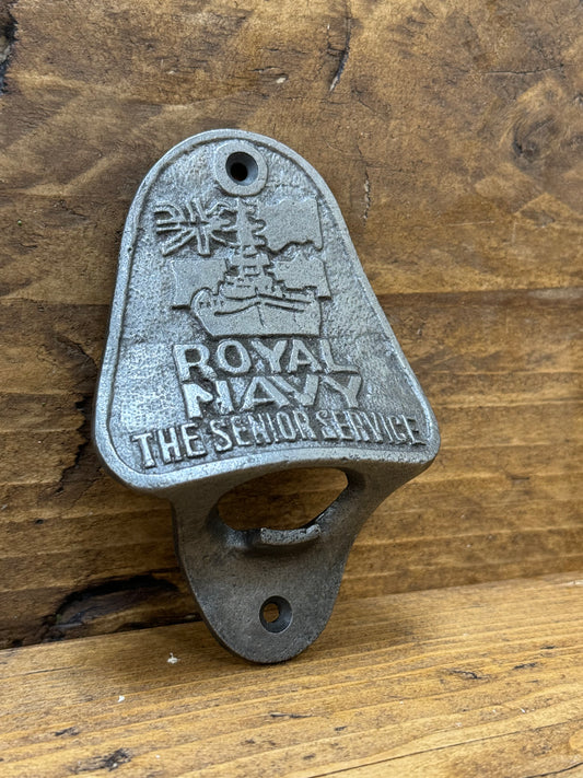 ROYAL NAVY \ Cast Iron Wall Mounted Bottle Opener \ Vintage Style Home Bar