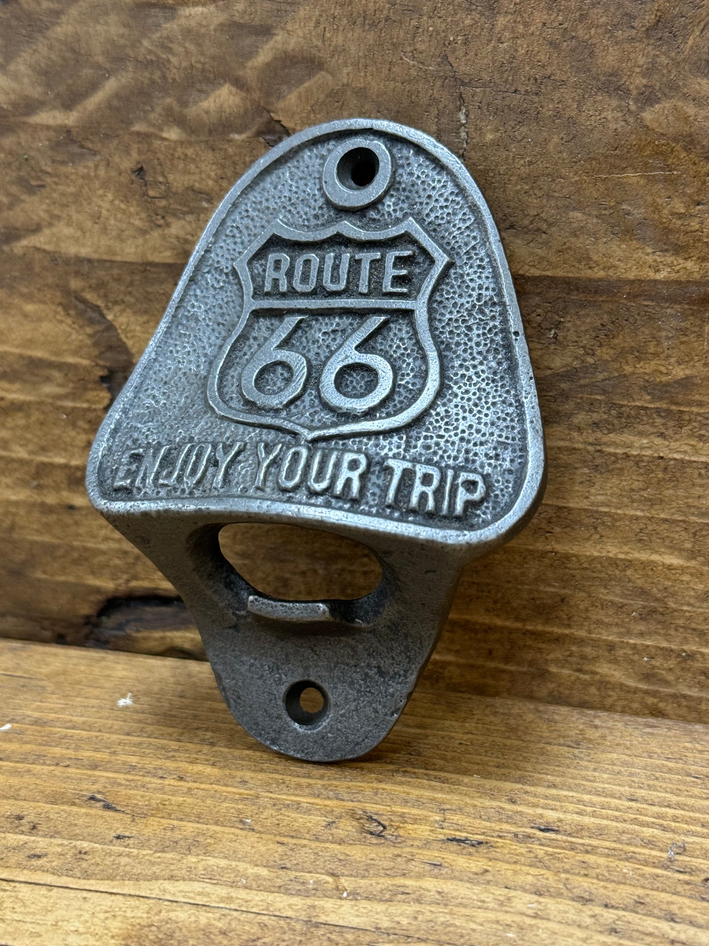 ROUTE 66 \ Cast Iron Wall Mounted Bottle Opener \ Bar Hotel Pub Vintage Home Bar