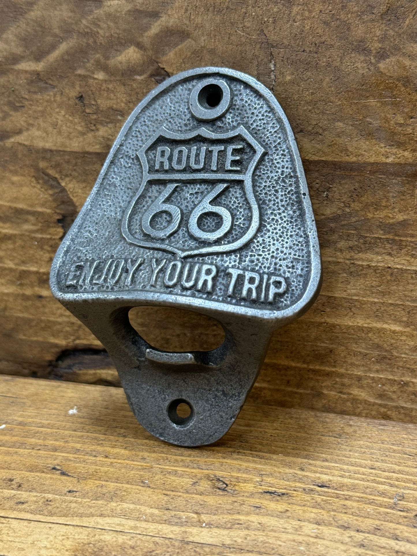 ROUTE 66 \ Cast Iron Wall Mounted Bottle Opener \ Bar Hotel Pub Vintage Home Bar