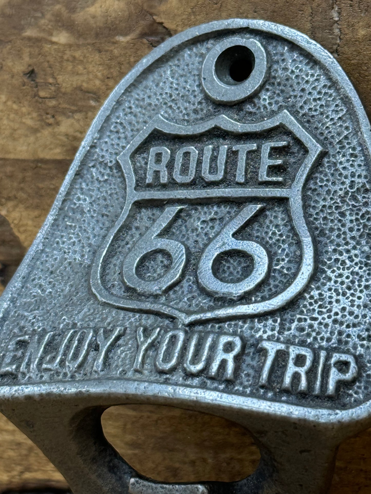 ROUTE 66 \ Cast Iron Wall Mounted Bottle Opener \ Bar Hotel Pub Vintage Home Bar