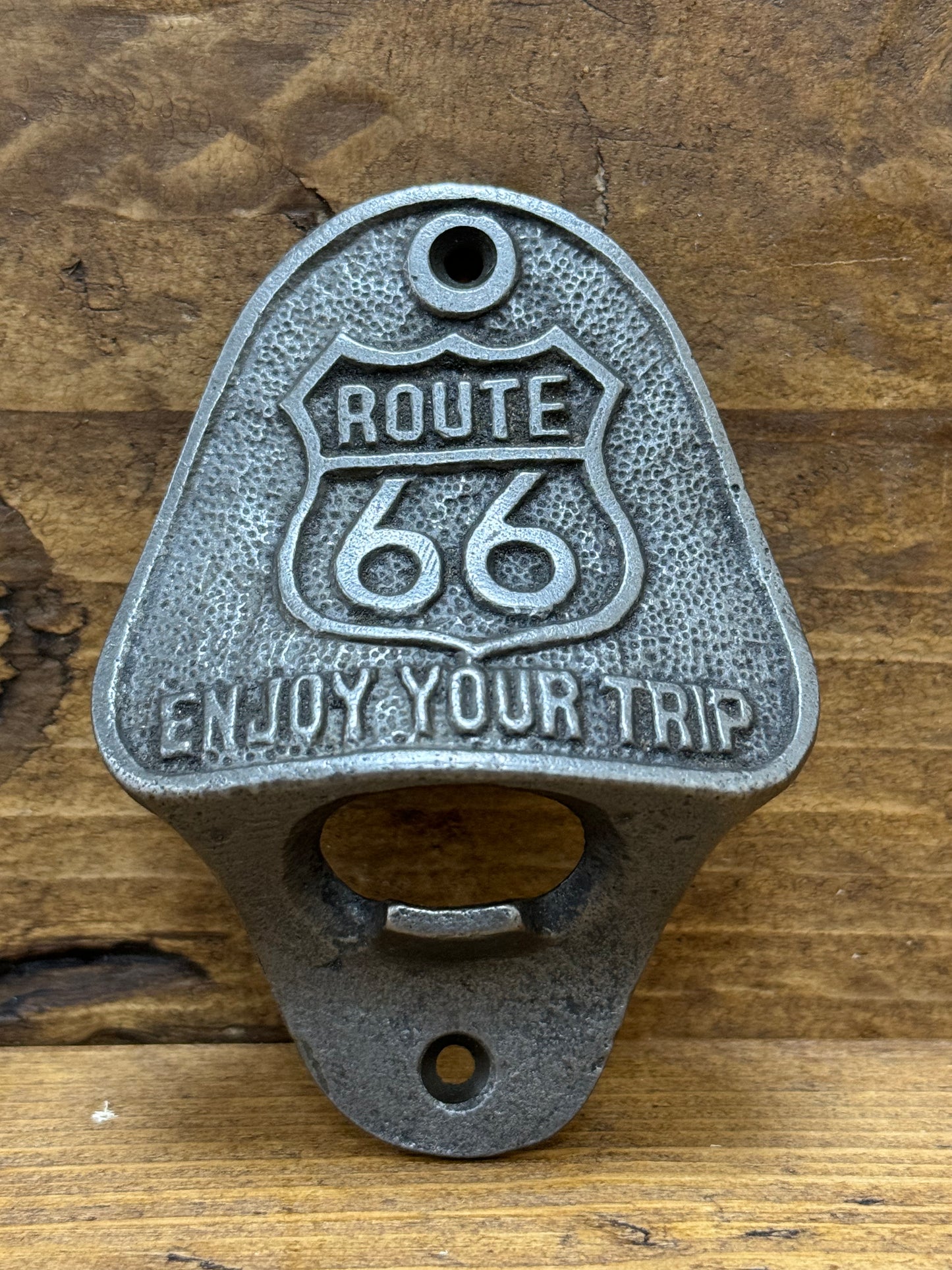 ROUTE 66 \ Cast Iron Wall Mounted Bottle Opener \ Bar Hotel Pub Vintage Home Bar