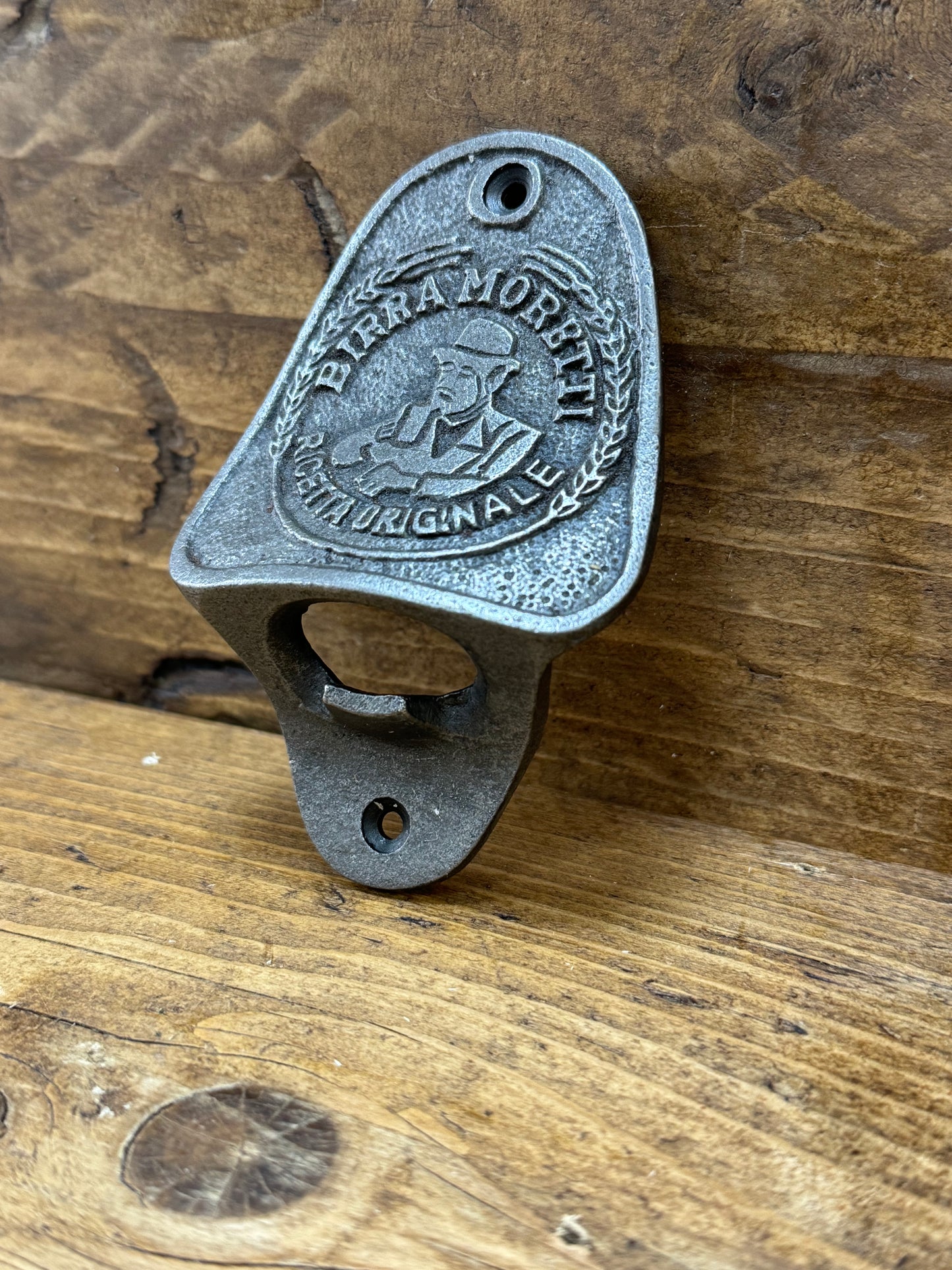 BIRRA MORETTI \ Cast Iron Wall Mounted Bottle Opener \ Vintage Style Home Bar