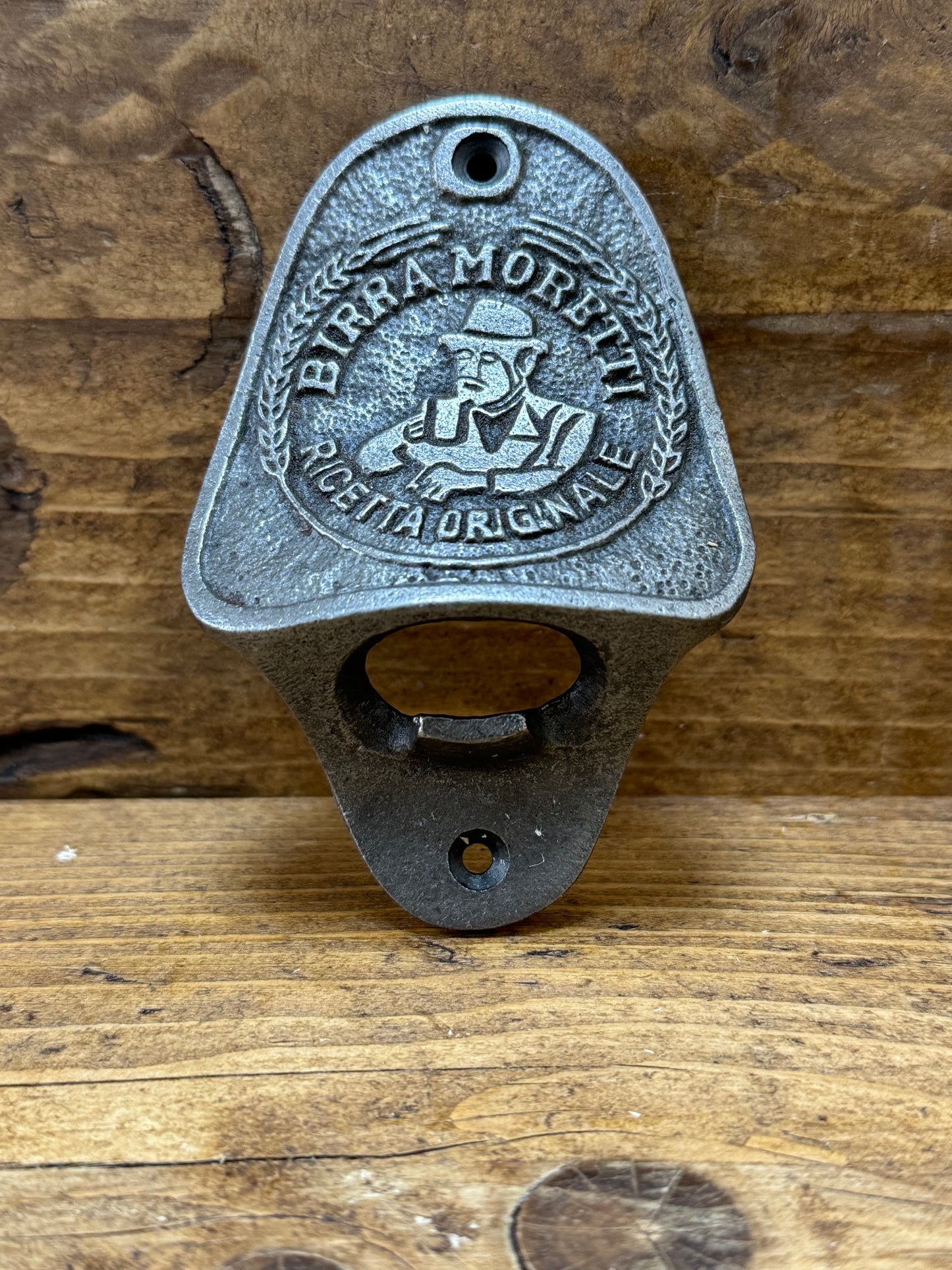 BIRRA MORETTI \ Cast Iron Wall Mounted Bottle Opener \ Vintage Style Home Bar