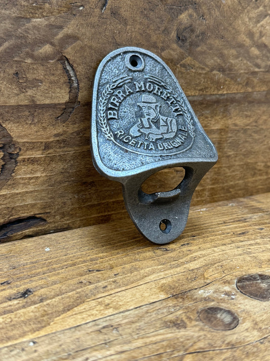 BIRRA MORETTI \ Cast Iron Wall Mounted Bottle Opener \ Vintage Style Home Bar