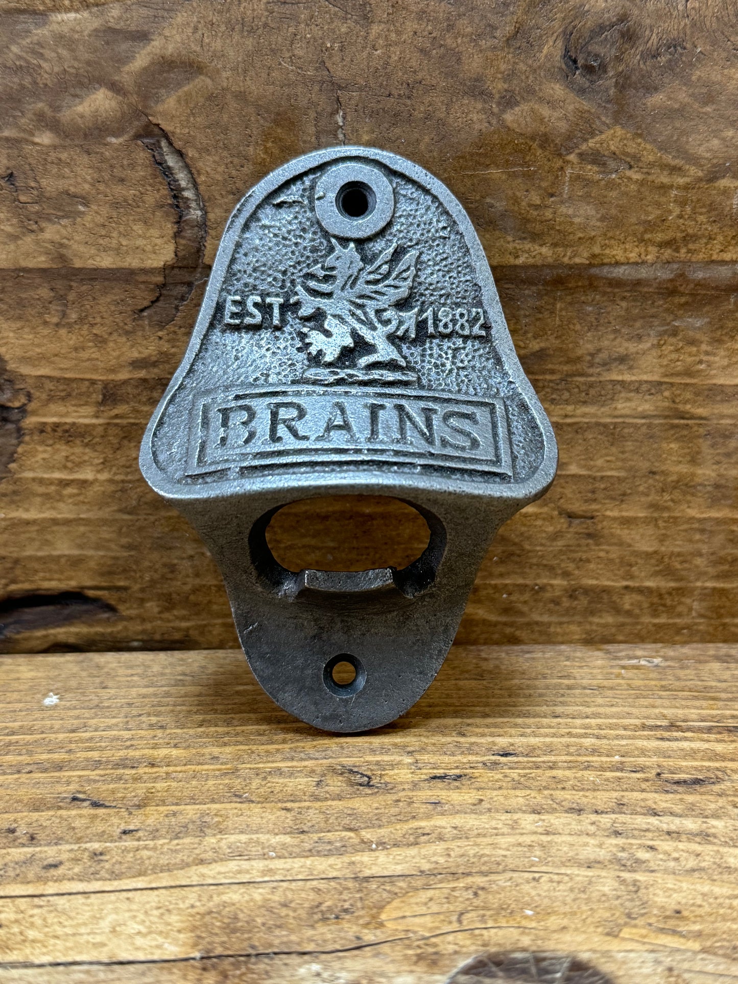 BRAINS BREWERY \ Cast Iron Wall Mounted Bottle Opener \ Vintage Style Home Bar