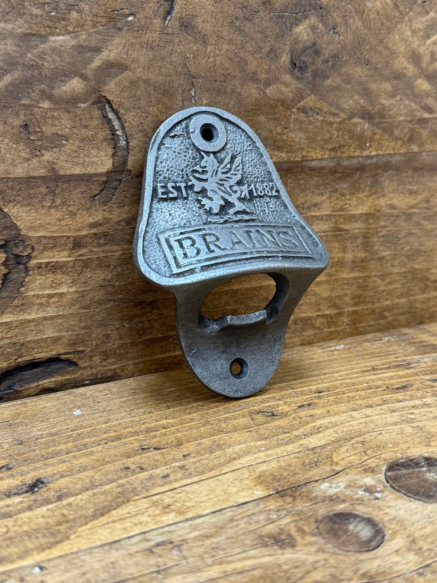 BRAINS BREWERY \ Cast Iron Wall Mounted Bottle Opener \ Vintage Style Home Bar