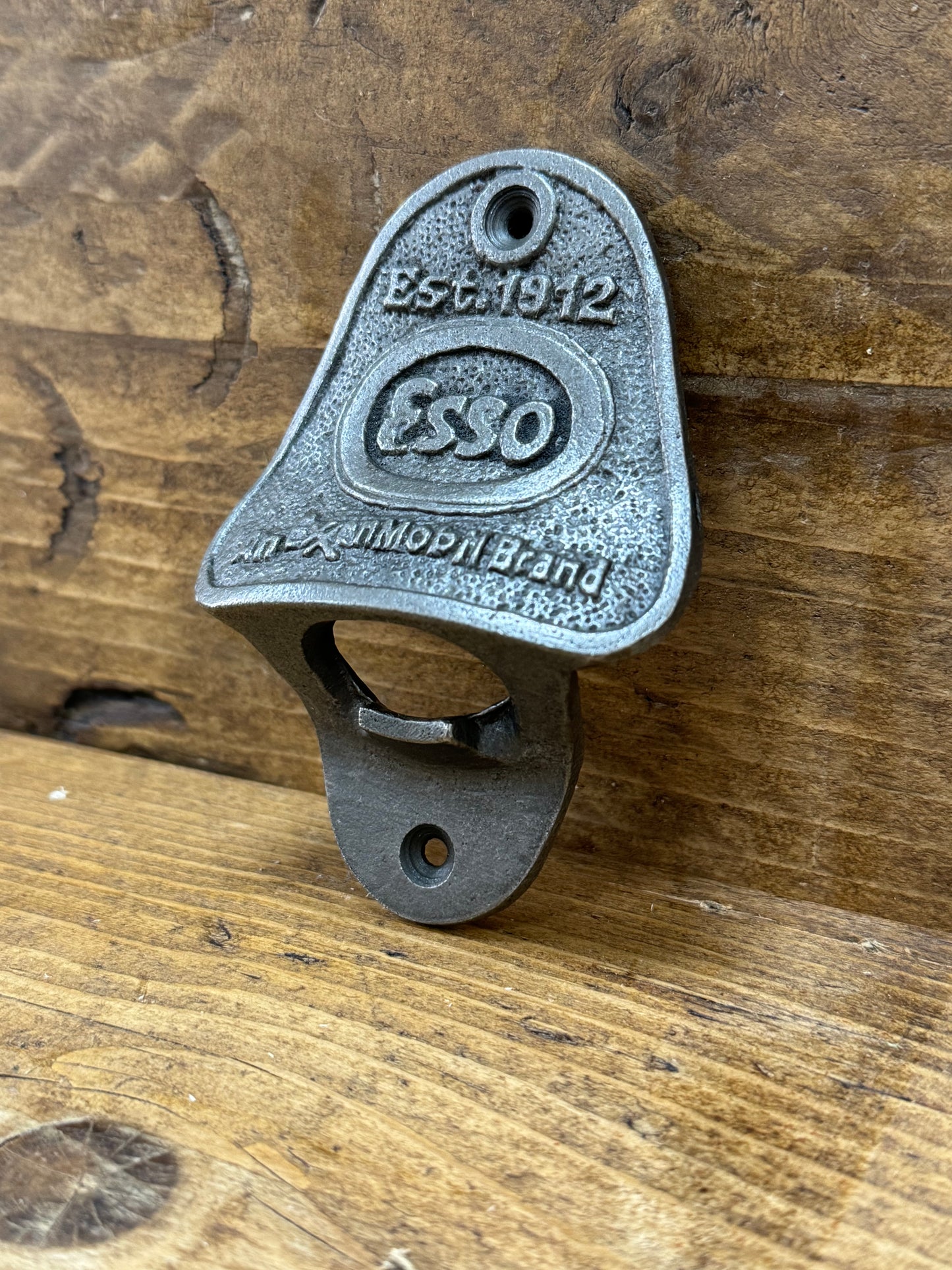 ESSO \ Cast Iron Wall Mounted Bottle Opener \ Vintage Style Home Bar Man Cave