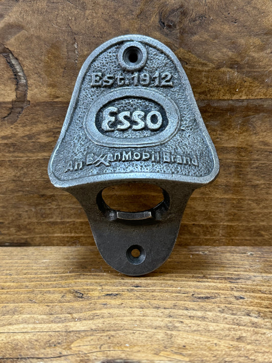 ESSO \ Cast Iron Wall Mounted Bottle Opener \ Vintage Style Home Bar Man Cave