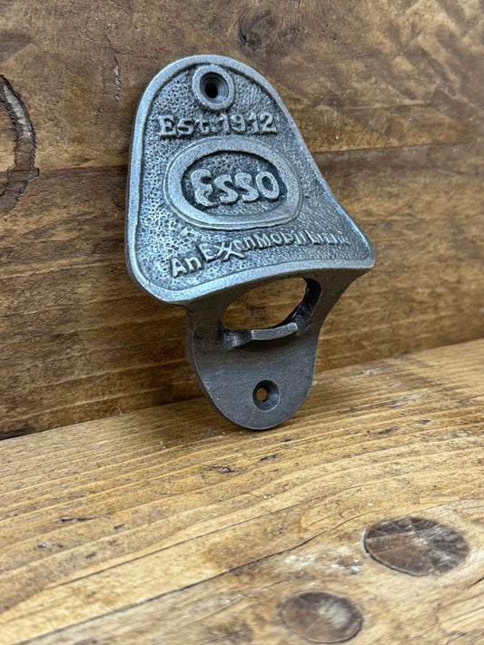 ESSO \ Cast Iron Wall Mounted Bottle Opener \ Vintage Style Home Bar Man Cave