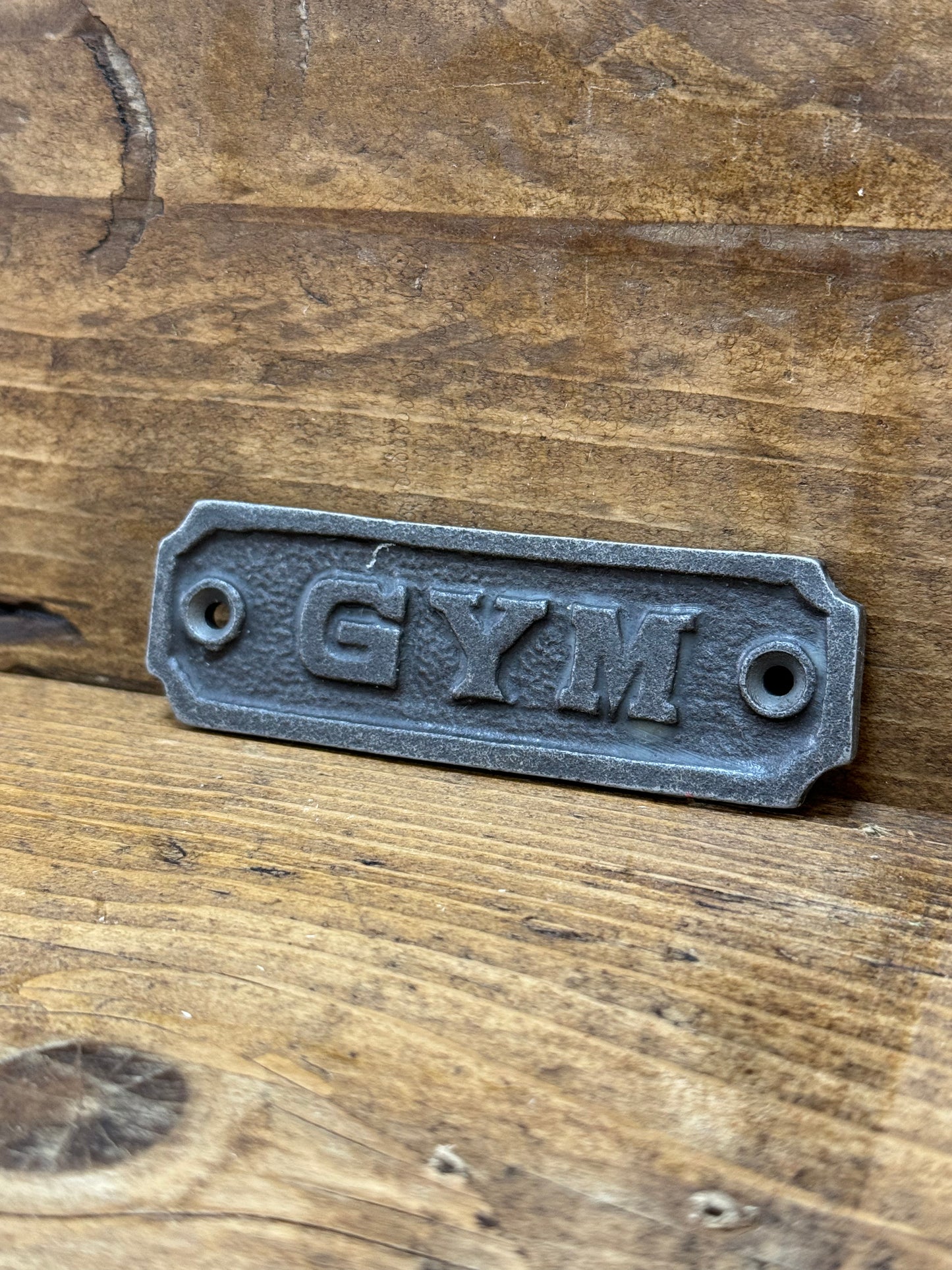 GYM \ Cast Iron Rustic Metal Industrial Style Heavy Plaque Sign \ Workout Room Home Gym