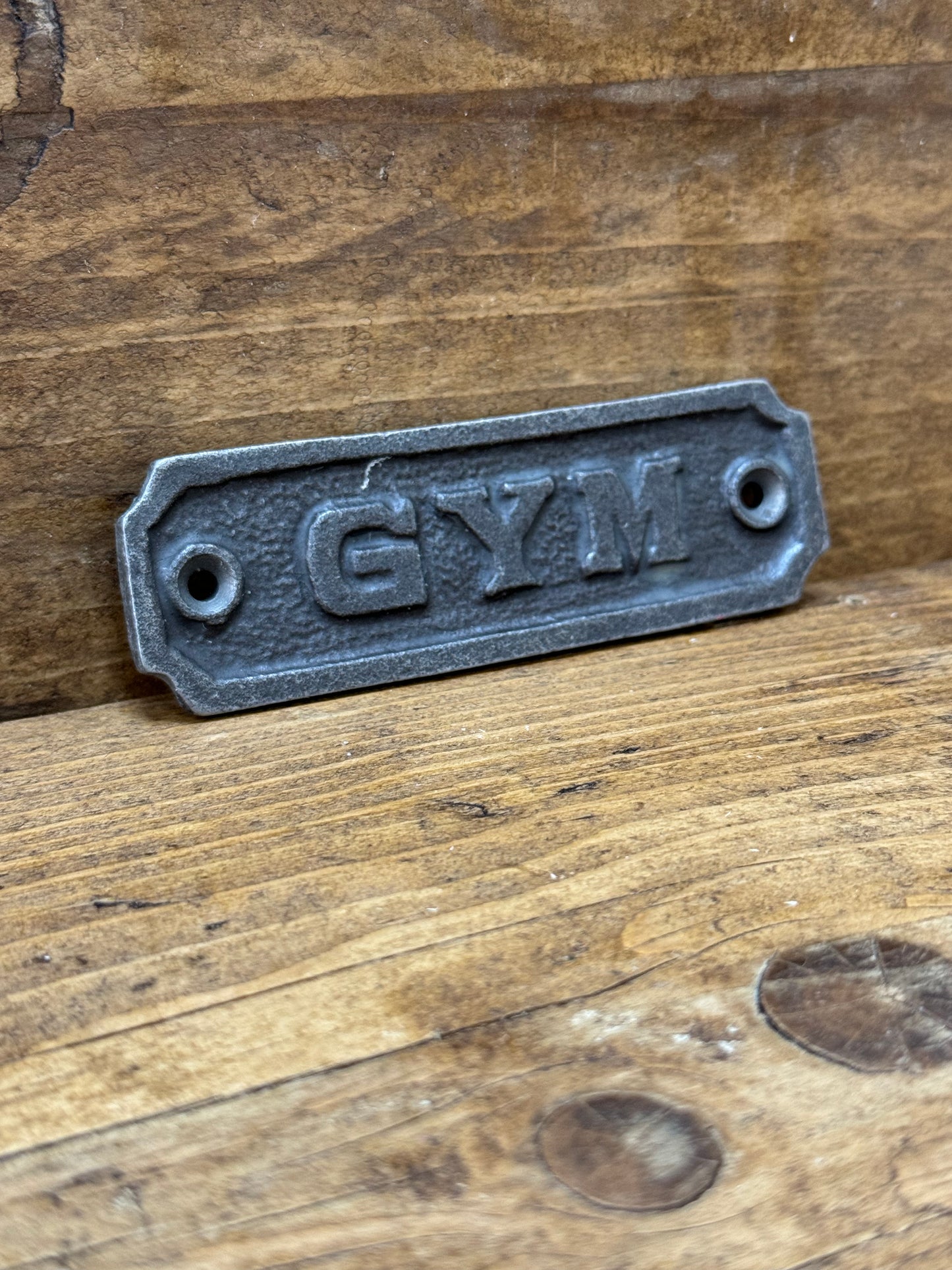 GYM \ Cast Iron Rustic Metal Industrial Style Heavy Plaque Sign \ Workout Room Home Gym