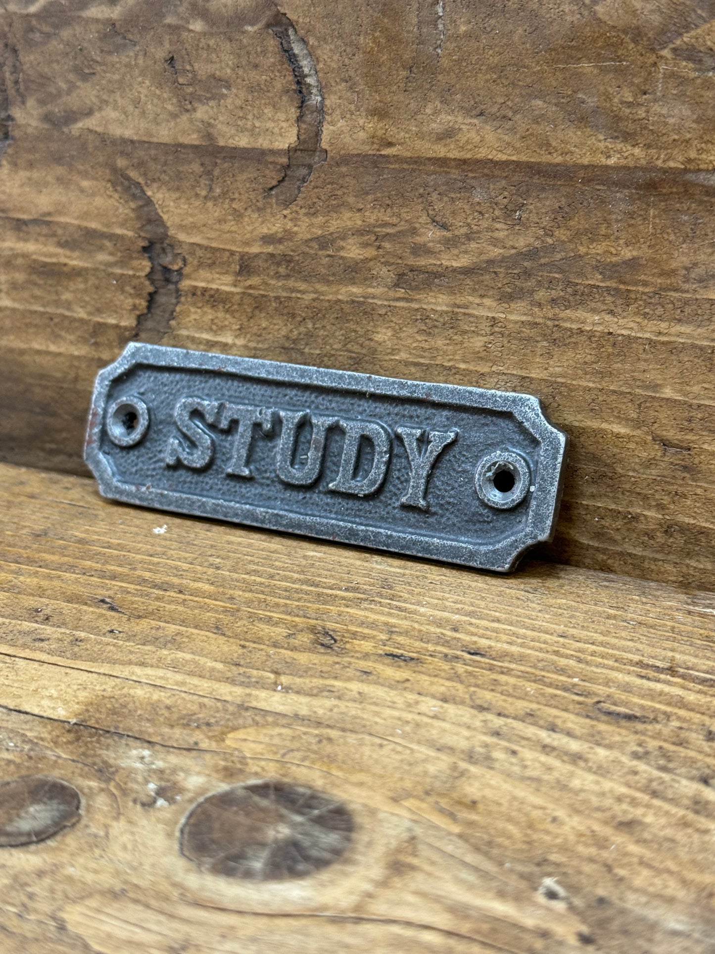 STUDY \ Cast Iron Rustic Industrial Style Heavy Plaque Sign \ Home Office \ Work From Home