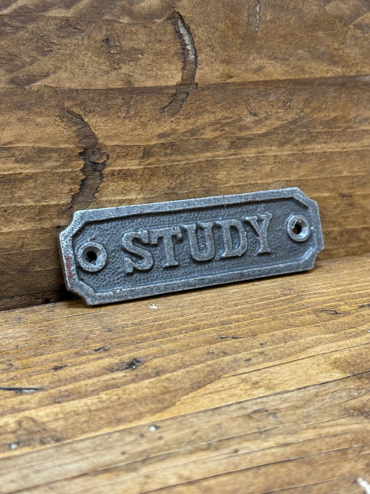 STUDY \ Cast Iron Rustic Industrial Style Heavy Plaque Sign \ Home Office \ Work From Home