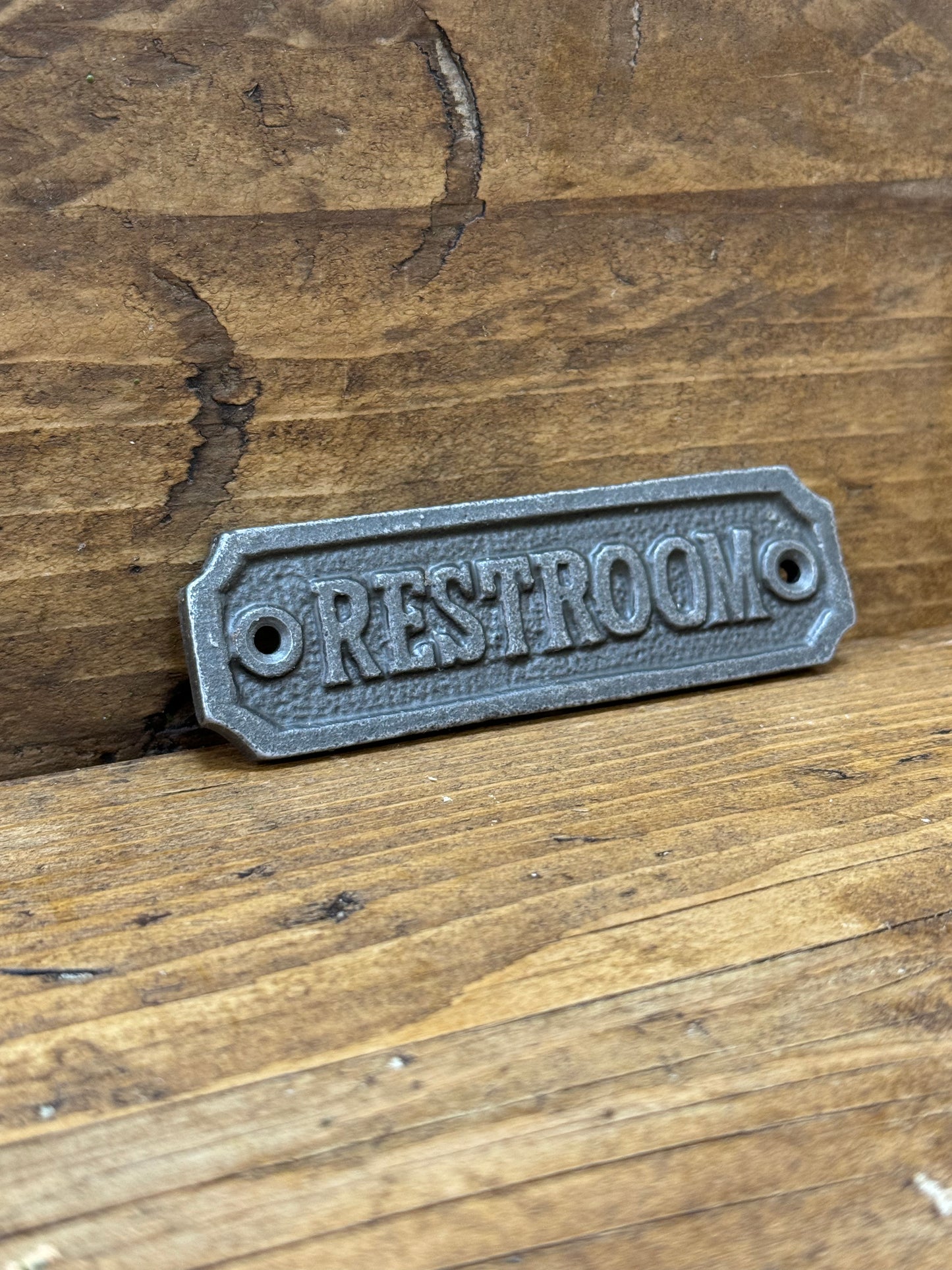 RESTROOM Cast Iron Room Door Plaque, Wall Sign, Rustic, Vintage Style, Industrial, Bathroom, Toilet