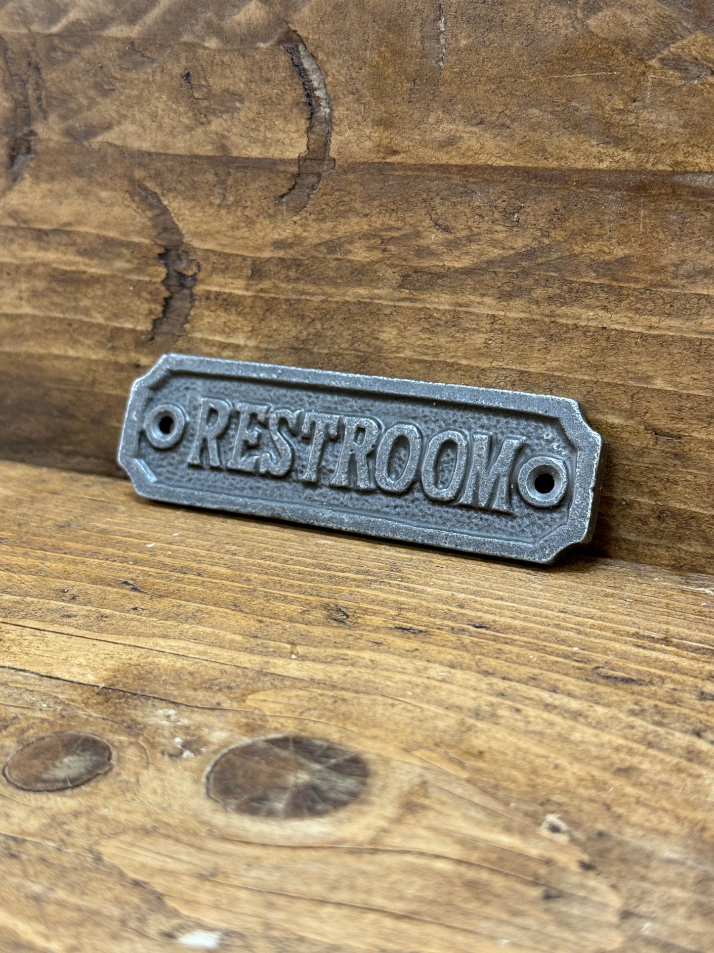 RESTROOM Cast Iron Room Door Plaque, Wall Sign, Rustic, Vintage Style, Industrial, Bathroom, Toilet