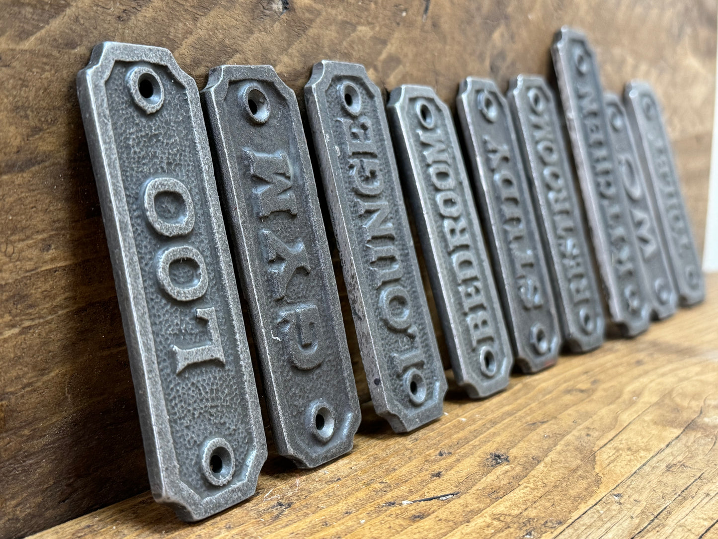 ROOM PLAQUES \ Cast Iron Rustic Metal Industrial Style Heavy Plaque Sign \ vintage Retro Industrial Home Decor