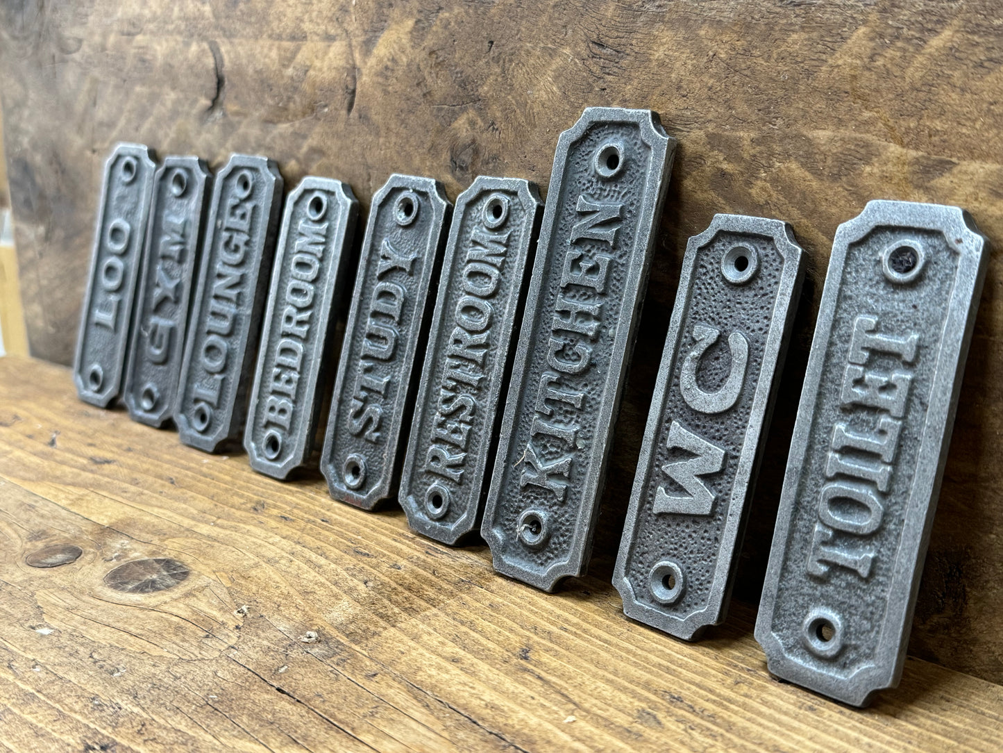 ROOM PLAQUES \ Cast Iron Rustic Metal Industrial Style Heavy Plaque Sign \ vintage Retro Industrial Home Decor