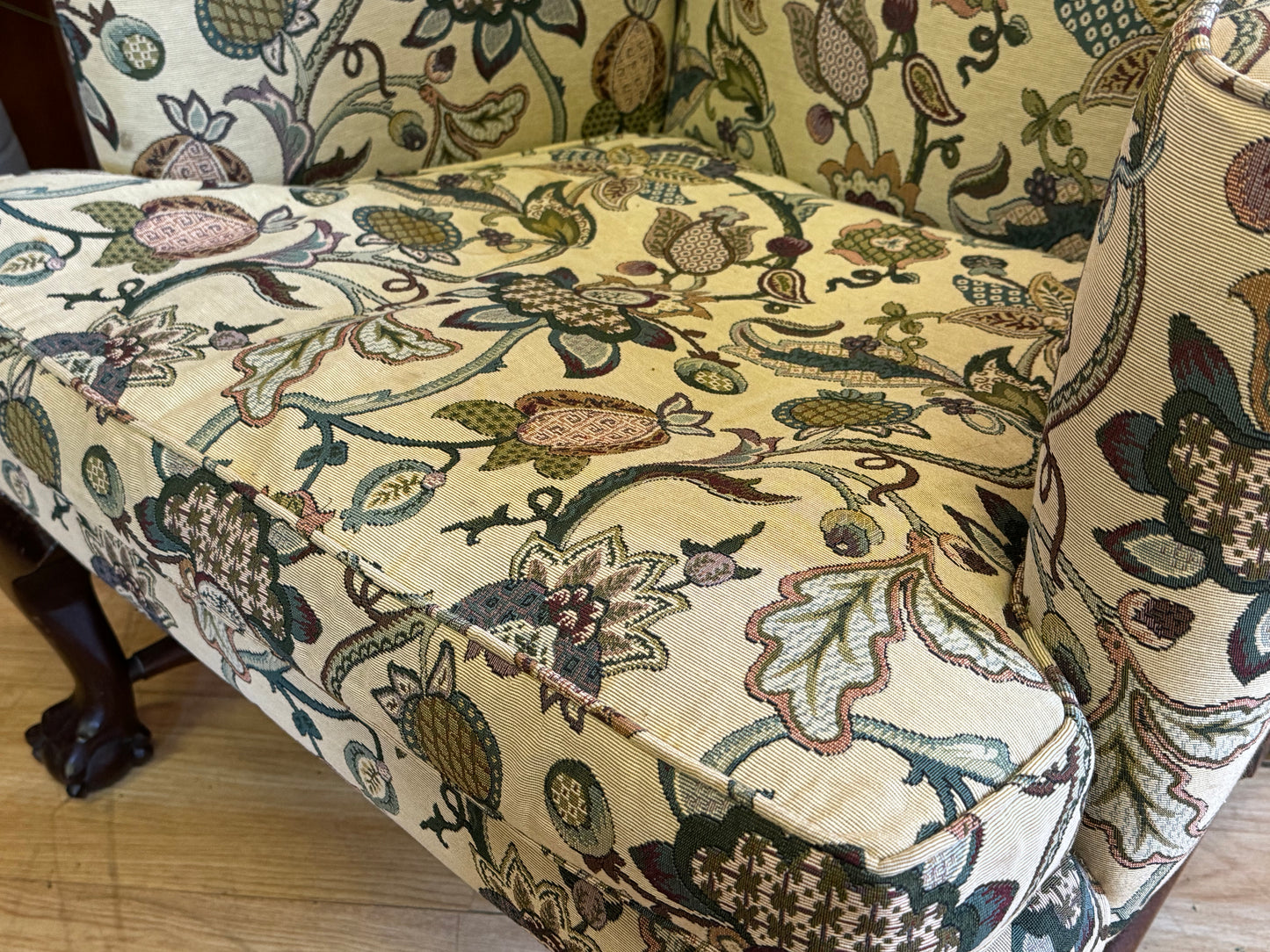 Bespoke Chippendale Style Upholstered Armchair \ Georgian Style Wingback Chair