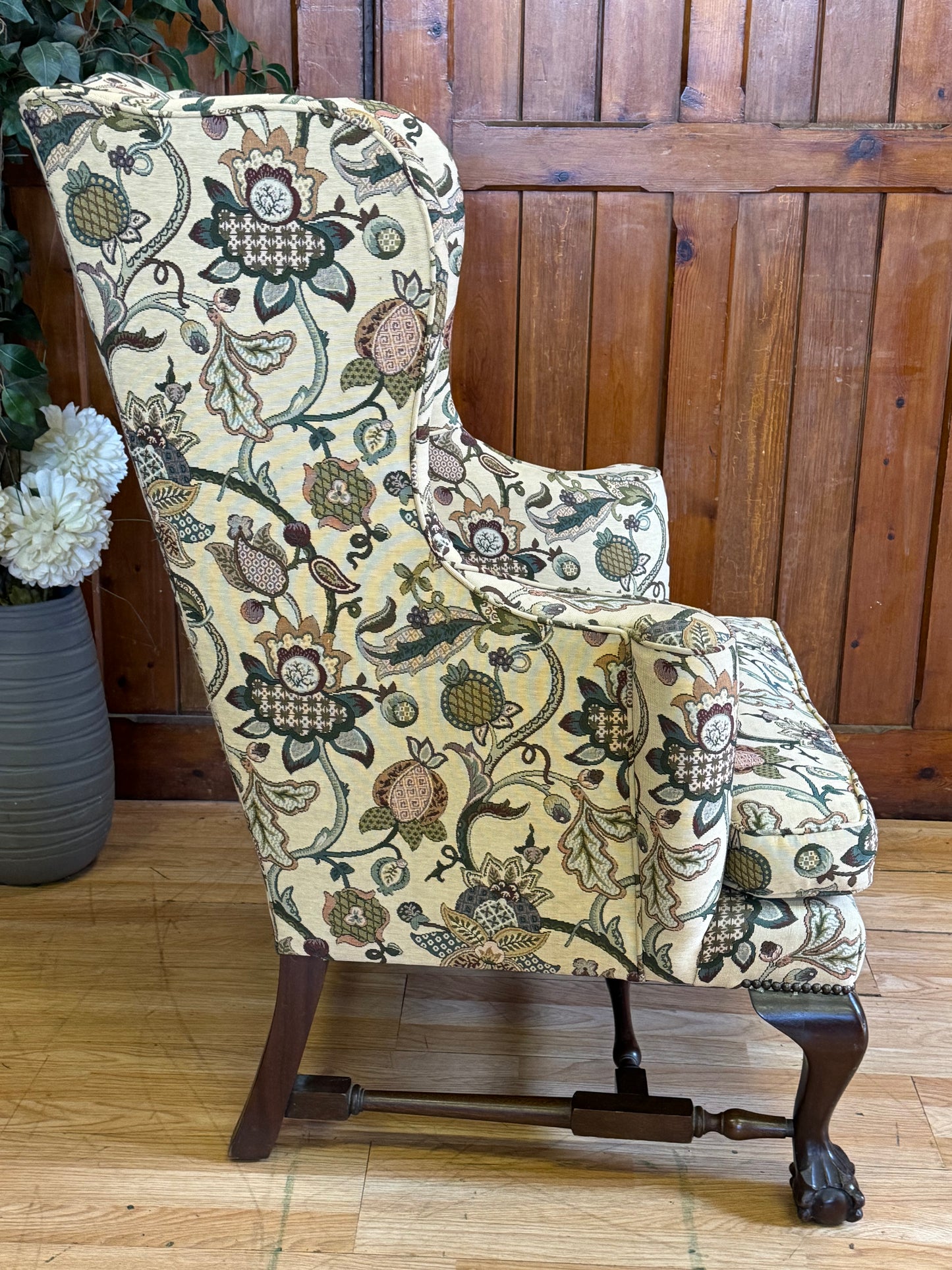 Bespoke Chippendale Style Upholstered Armchair \ Georgian Style Wingback Chair