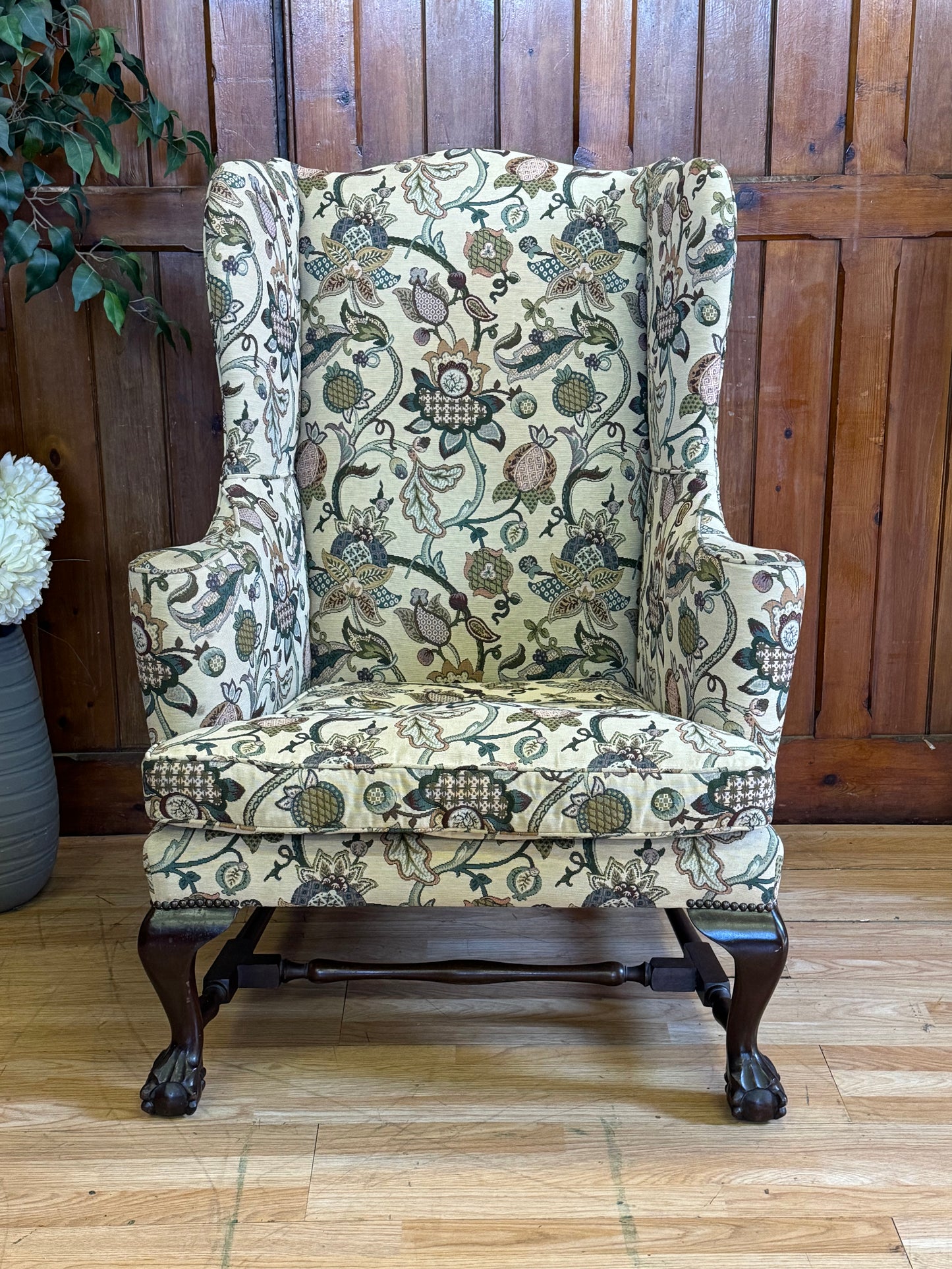 Bespoke Chippendale Style Upholstered Armchair \ Georgian Style Wingback Chair