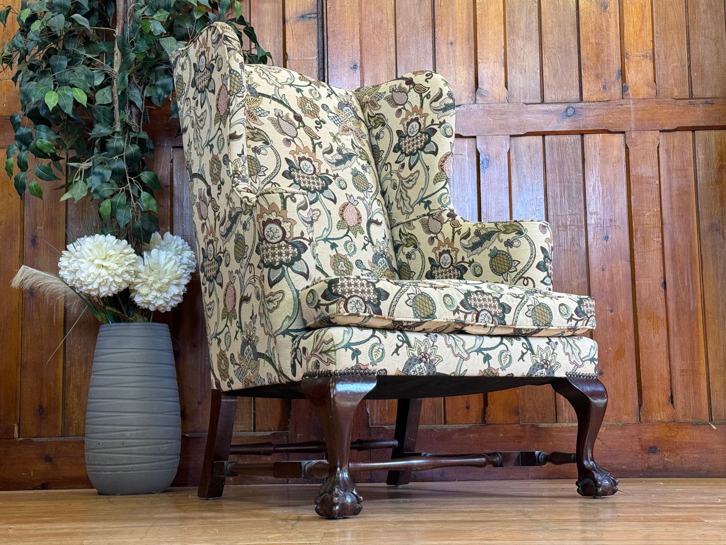 Bespoke Chippendale Style Upholstered Armchair \ Georgian Style Wingback Chair