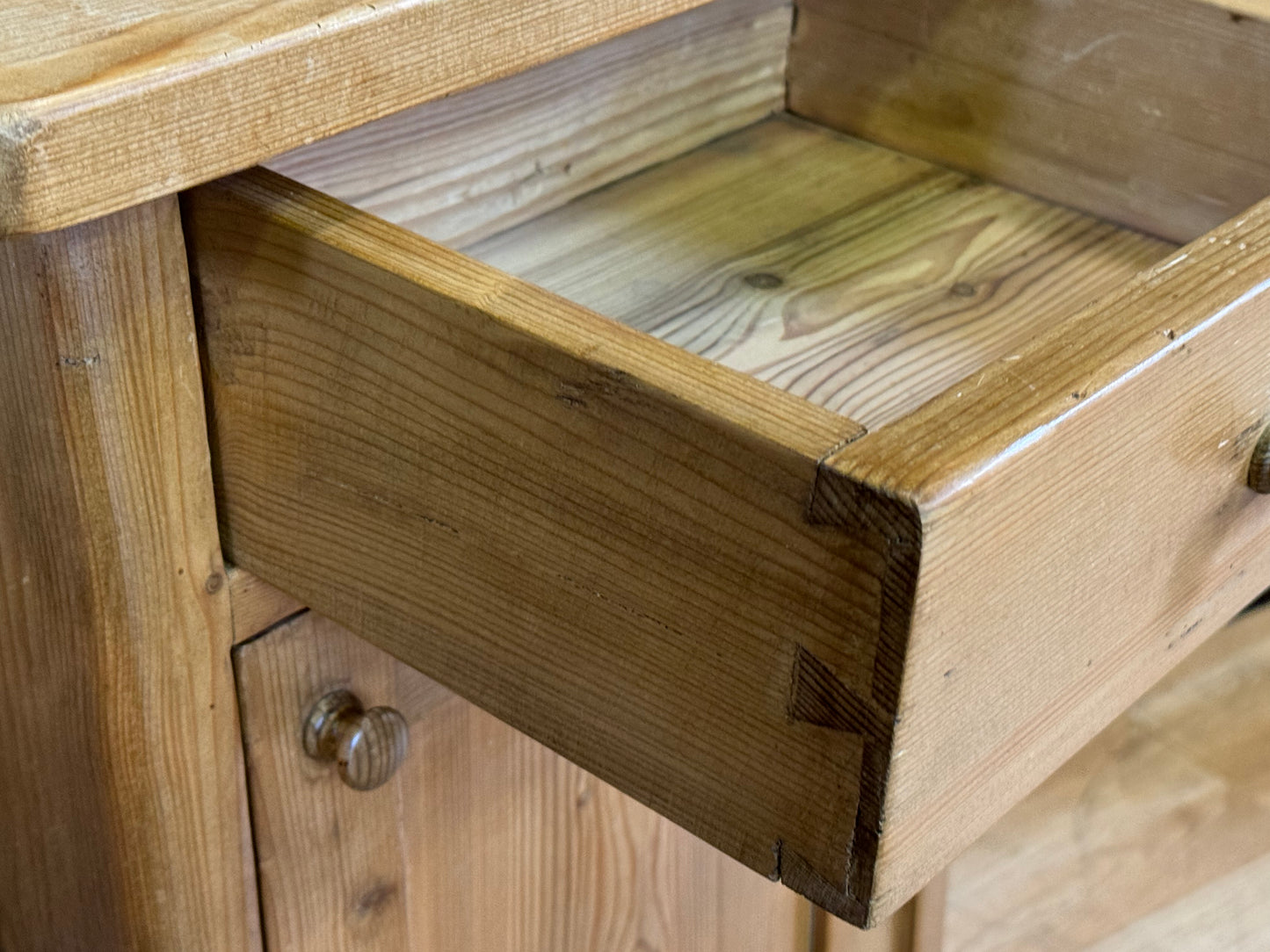 Antique Farmhouse Pine Pot Cupboard \ Super Rustic Small Cabinet Lamp Table