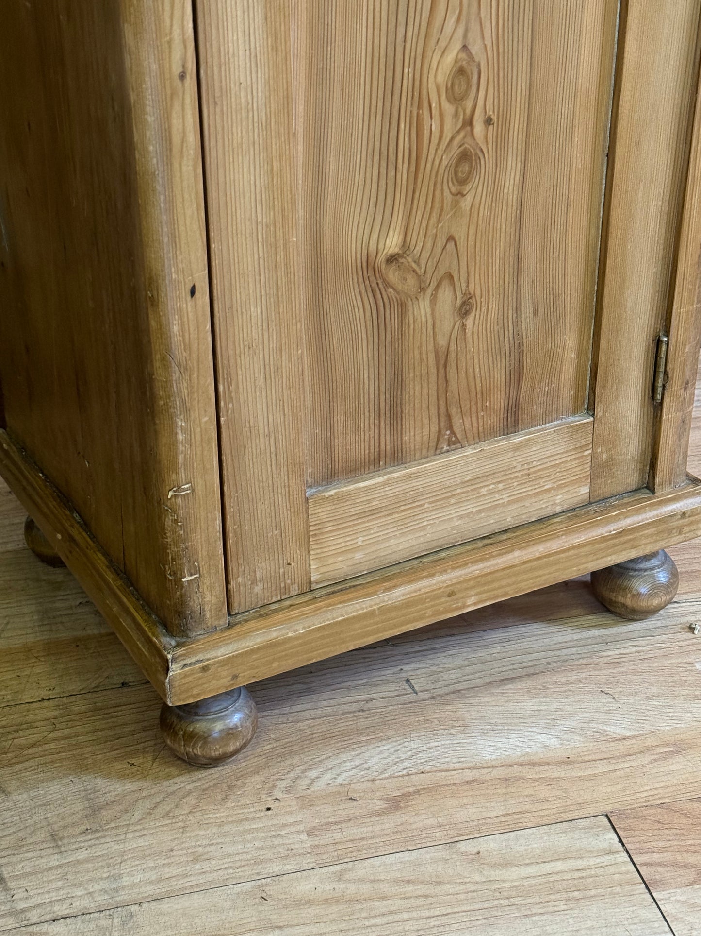 Antique Farmhouse Pine Pot Cupboard \ Super Rustic Small Cabinet Lamp Table