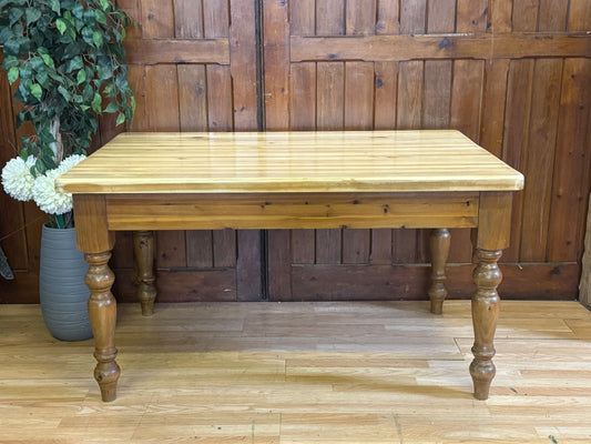 Rustic Old Pine Shop Kitchen Table \ Chunky Farmhouse Dining Table