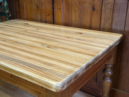 Rustic Old Pine Shop Kitchen Table \ Chunky Farmhouse Dining Table