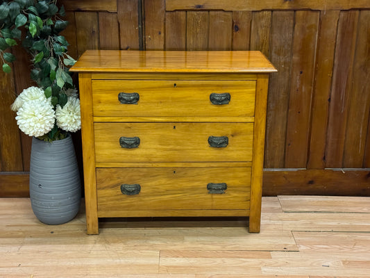 Antique Pine & Satinwood Farmhouse Small Chest of Drawers \ Rustic Storage Draws