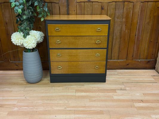 Vintage Oak Chest of Drawers by Harris Lebus \ Black Bedroom Storage Draws