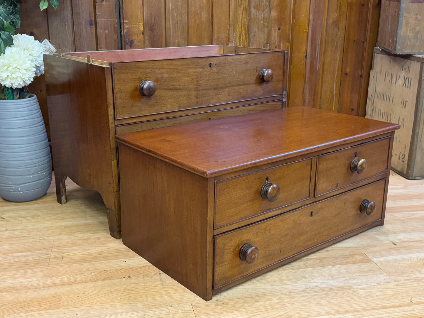 Victorian Split Chest Of Drawers \ Antique Mahogany Bedroom Storage Draws