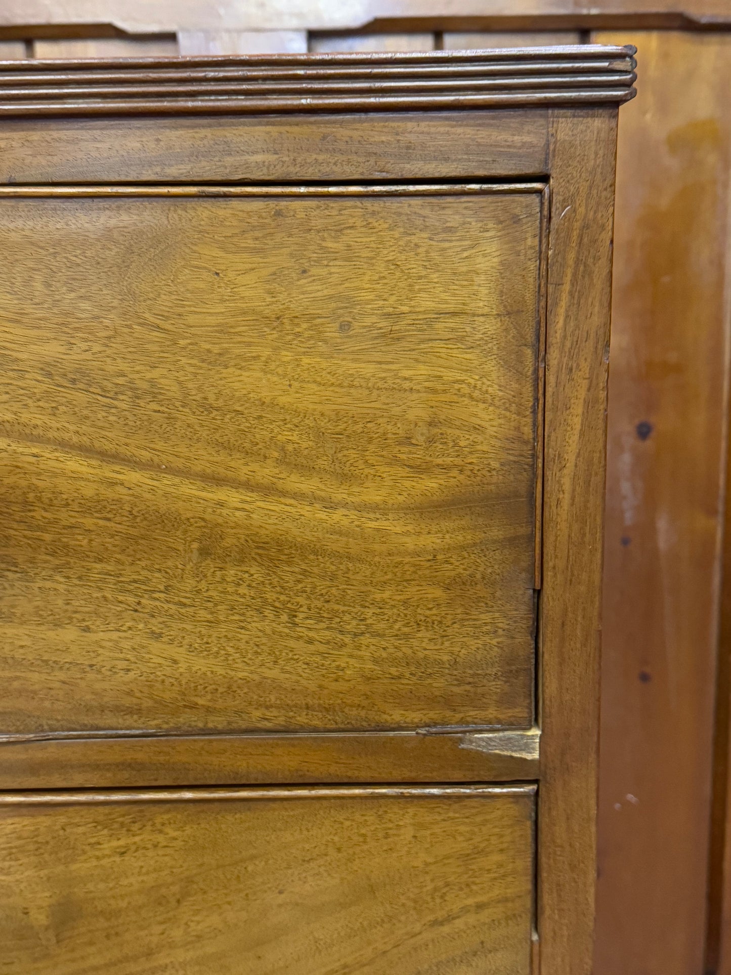 Victorian Low Chest Of Three Drawers \ Antique Mahogany Bedroom Storage Draws