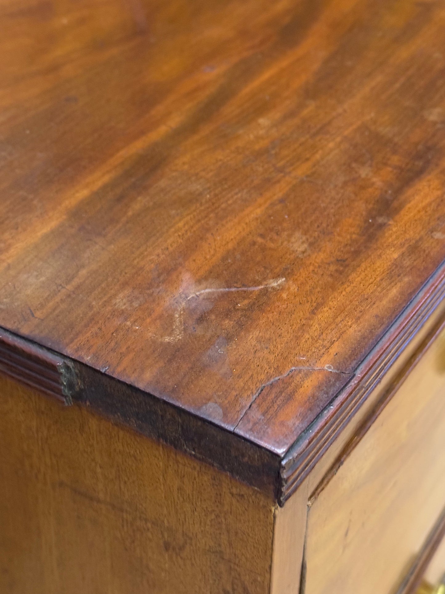 Victorian Low Chest Of Three Drawers \ Antique Mahogany Bedroom Storage Draws