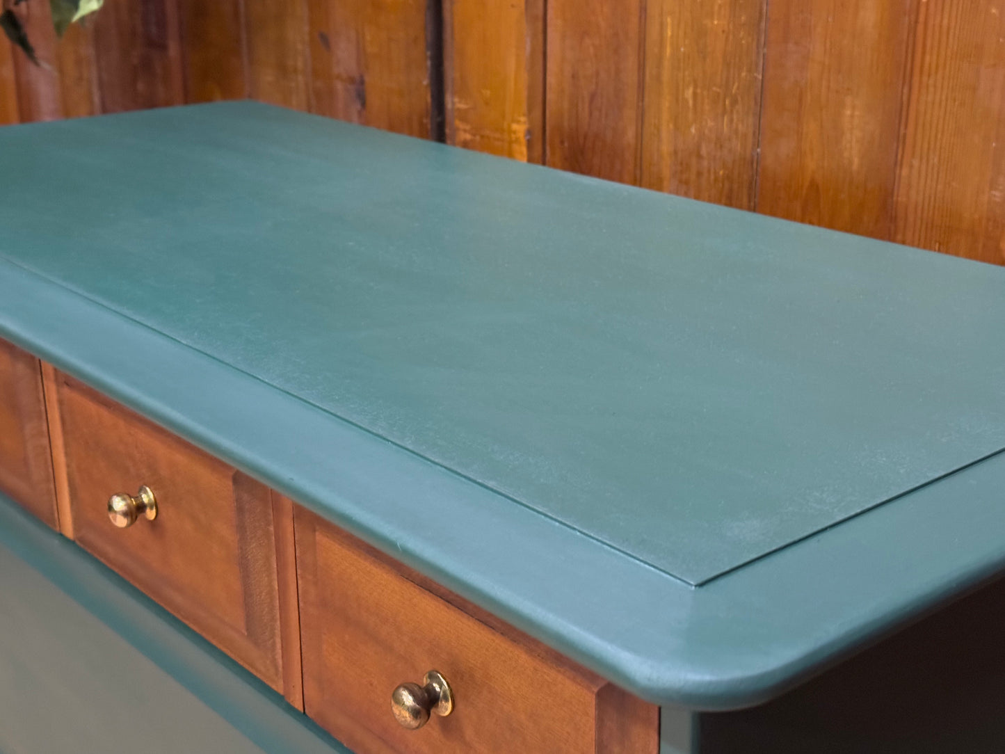 Vintage Stag Minstrel Green Chest of Drawers \ Low Sideboard Storage Drawers