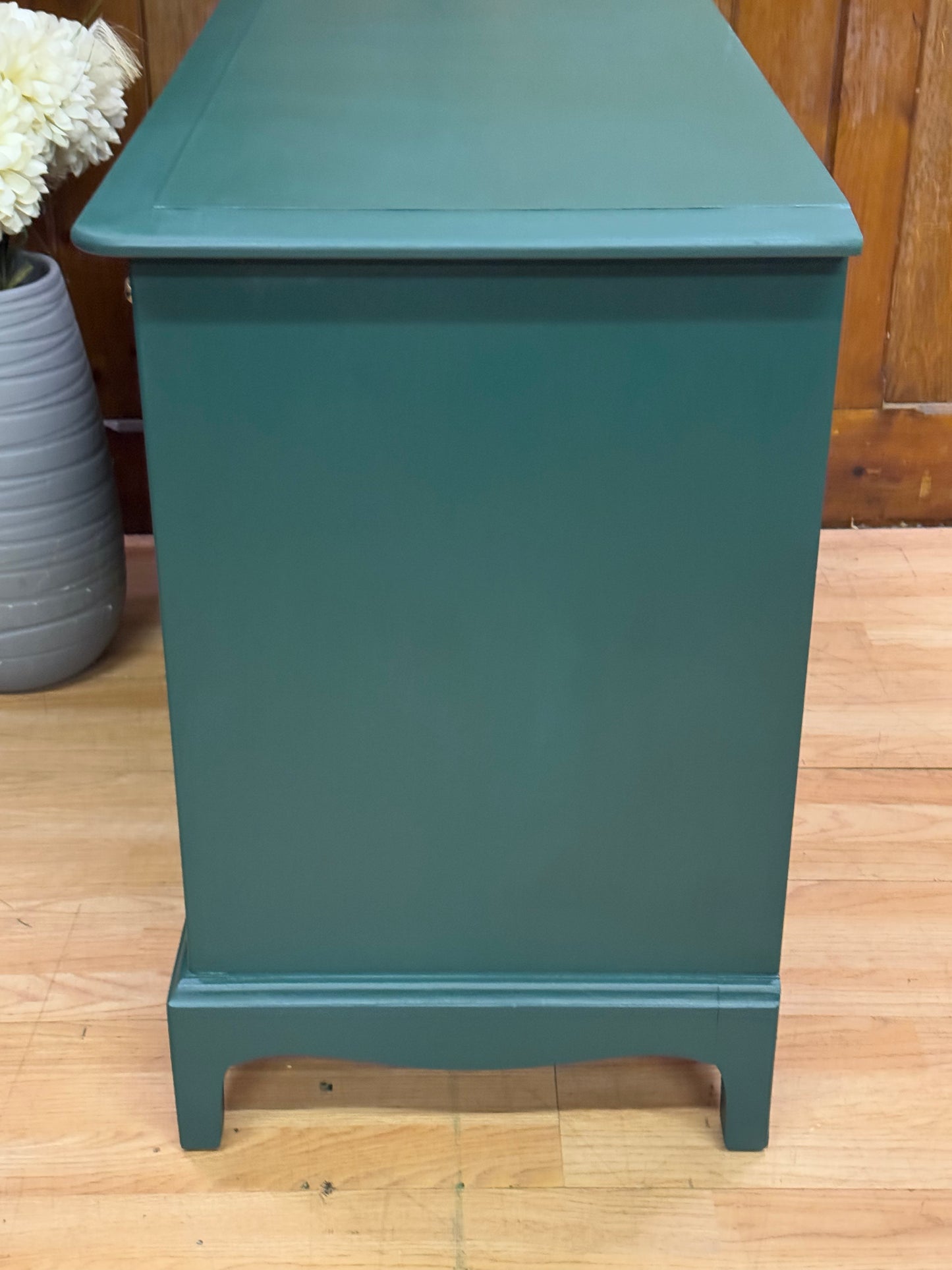 Vintage Stag Minstrel Green Chest of Drawers \ Low Sideboard Storage Drawers