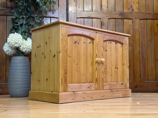 Low Vintage Pine Shop Cupboard \ Rustic Farmhouse Storage Cabinet