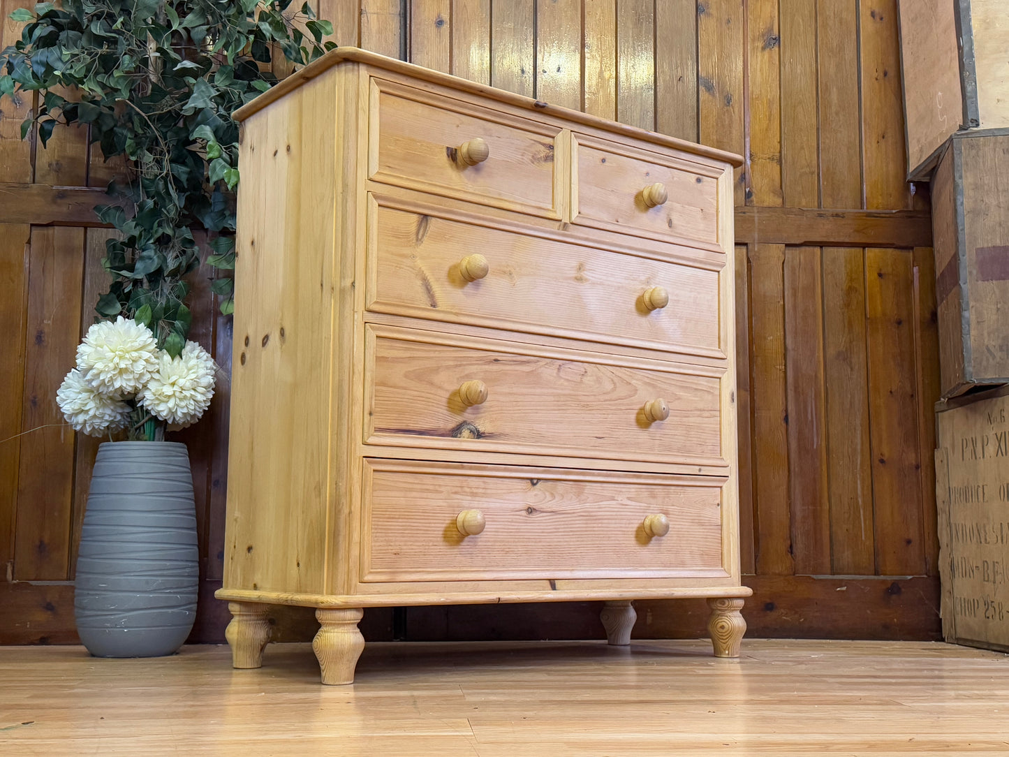 Large Farmhouse Pine Chest of Drawers \ Victorian Style Pine Shop Storage Draws