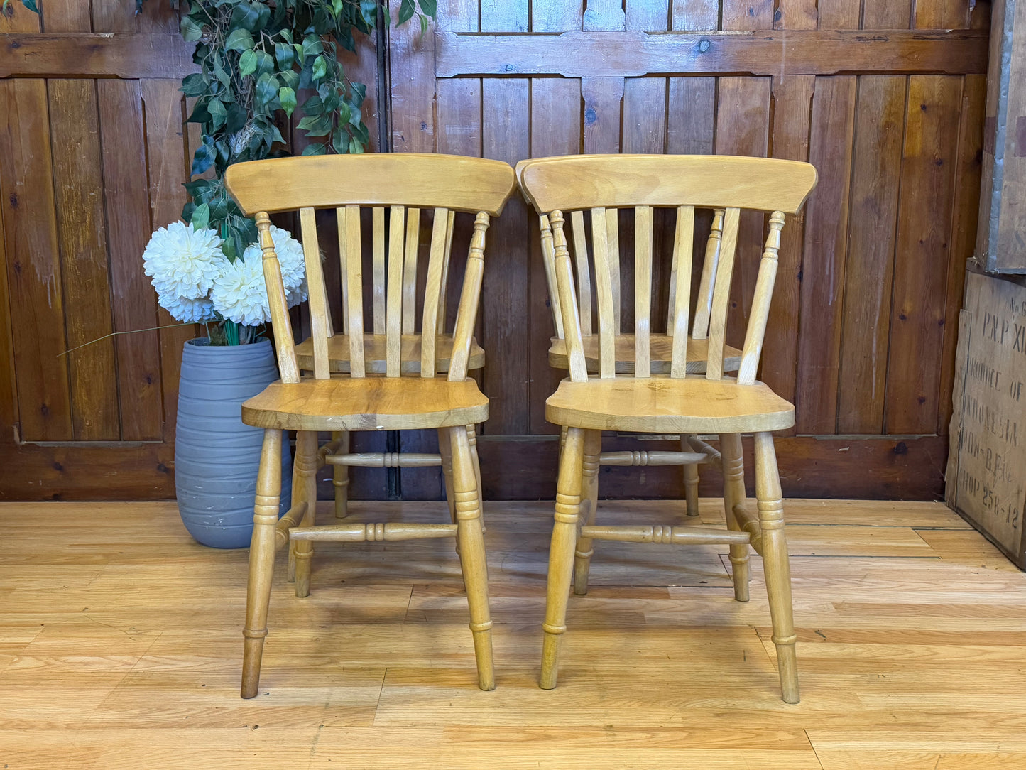 Set Of 4 Slat Back Farmhouse Dining Chairs by CPW \Beech and Pine Kitchen Chairs