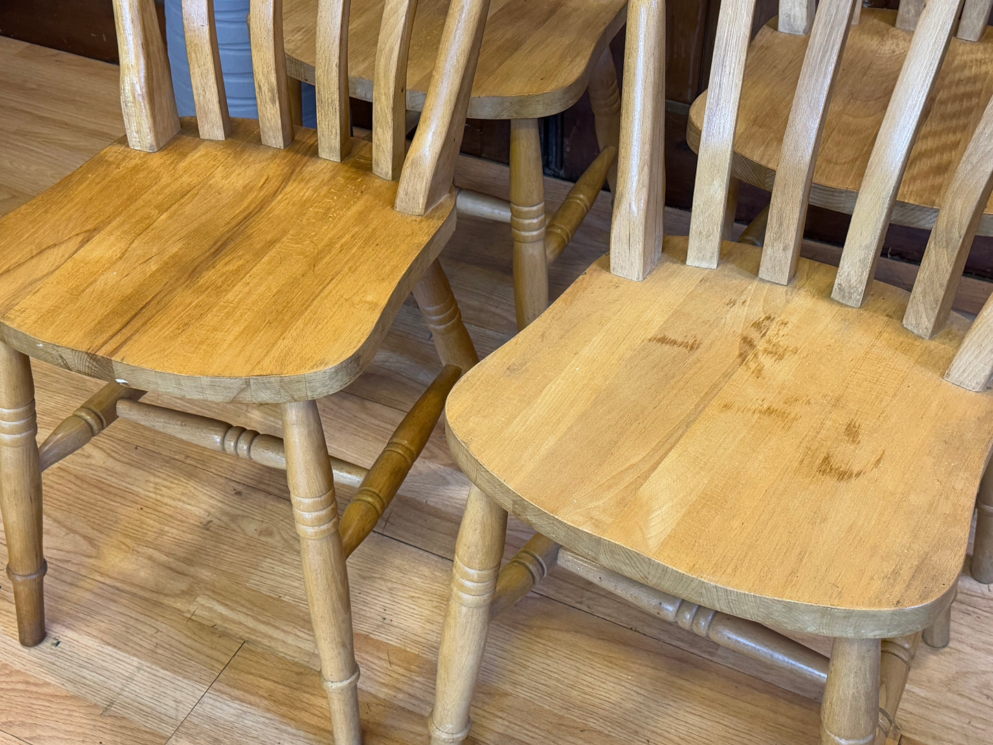 Set Of 4 Slat Back Farmhouse Dining Chairs by CPW \Beech and Pine Kitchen Chairs