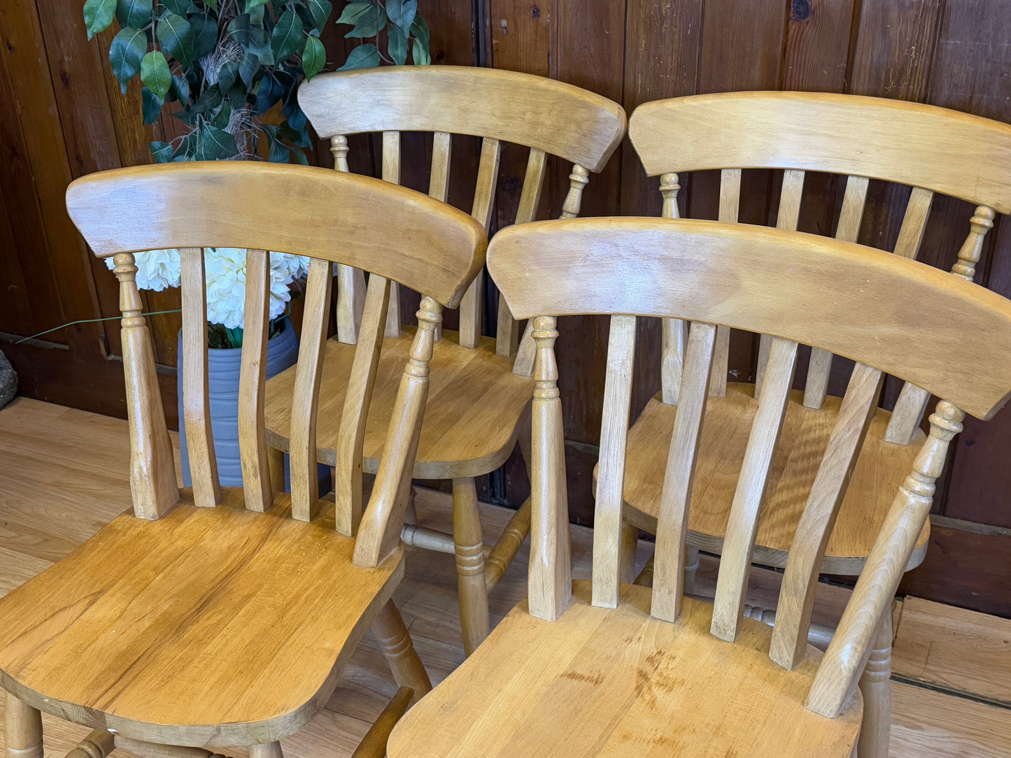 Set Of 4 Slat Back Farmhouse Dining Chairs by CPW \Beech and Pine Kitchen Chairs