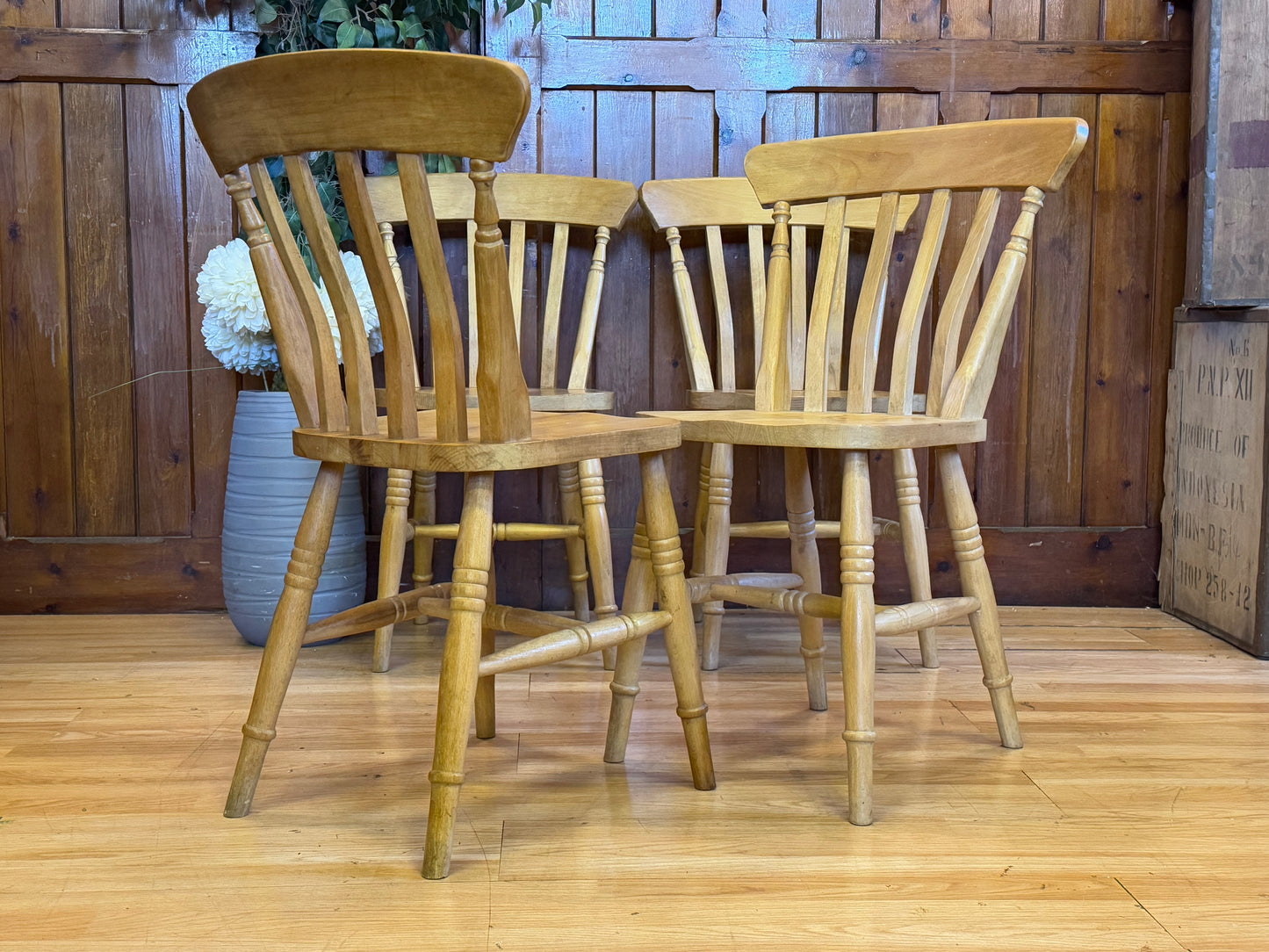 Set Of 4 Slat Back Farmhouse Dining Chairs by CPW \Beech and Pine Kitchen Chairs