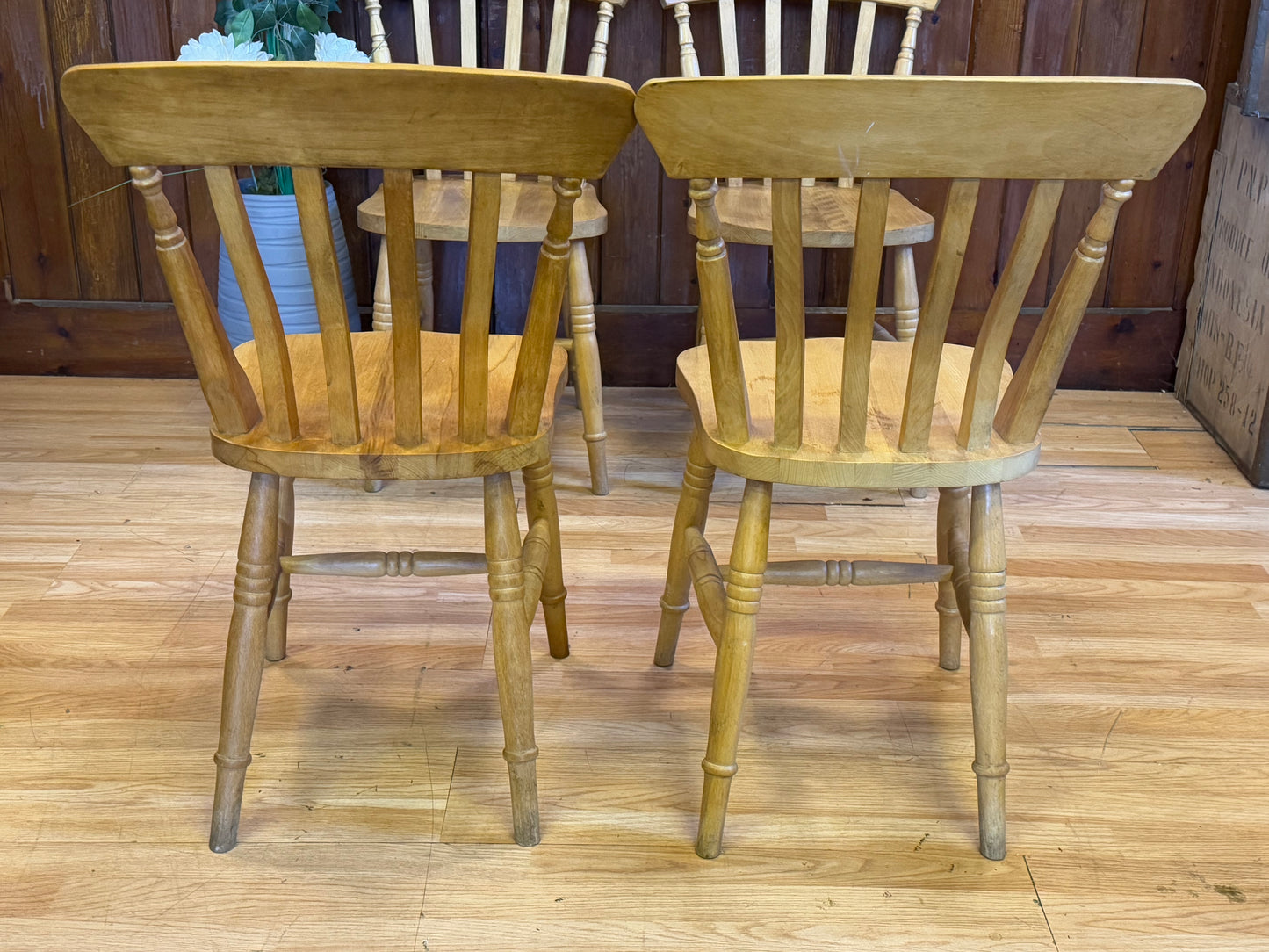 Set Of 4 Slat Back Farmhouse Dining Chairs by CPW \Beech and Pine Kitchen Chairs